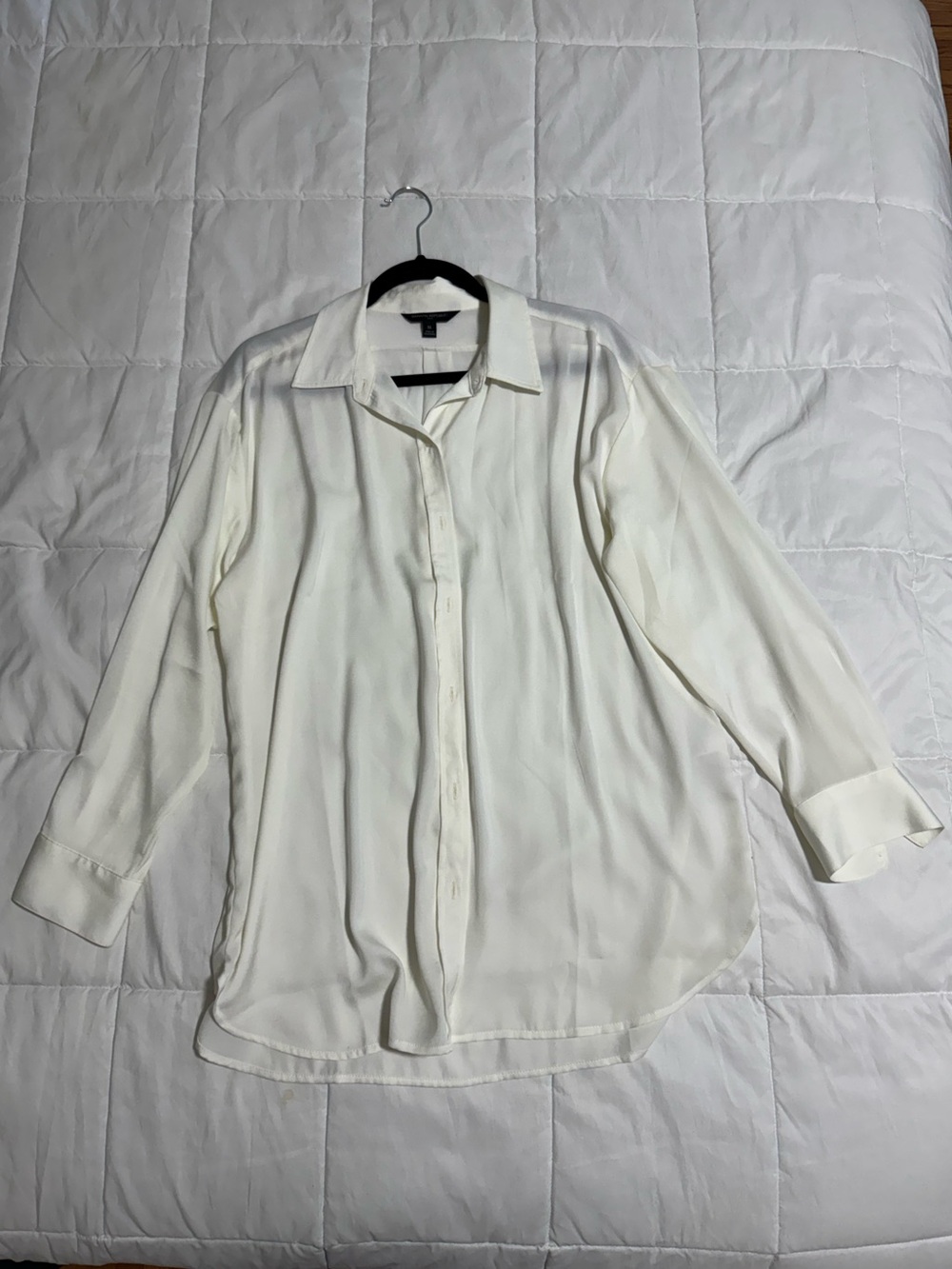 Banana Republic Silky Oversized Shirt in Snow Day